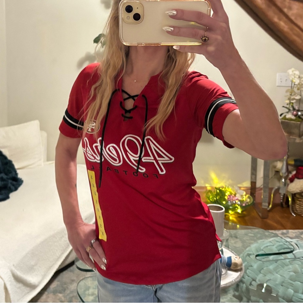 Women's Red Lace-Up 49er Top